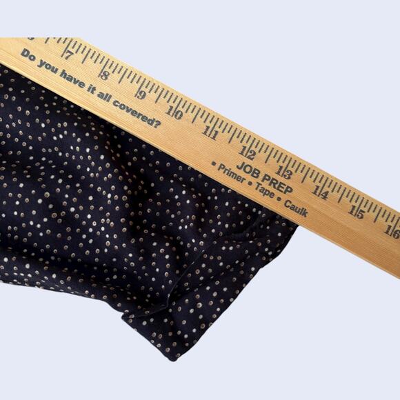 Ms Choice Petite 90s Rayon Button Blouse Navy Mixed Polka Dot Medallion 3/4 - Picture 5 of 6